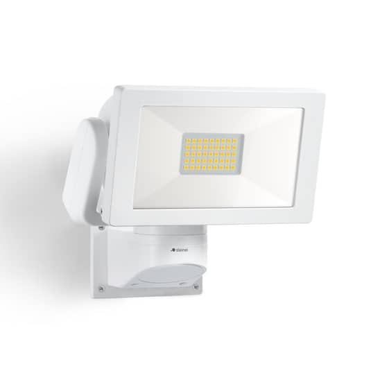 STEINEL LS 300 LED-Außenstrahler weiß Gartenleuchte Garagen-Außenwandleuchte LED