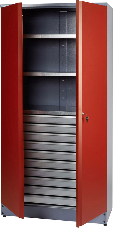 Küpper Materialschrank mit 1 verschließbaren Doppeltür rot BxHxT 910x1800x450 mm