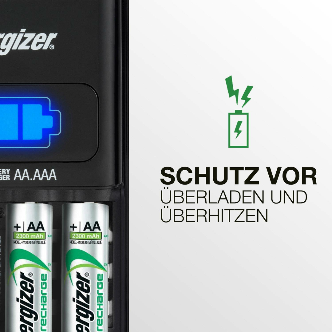 Energizer Rundzellen-Ladegerät Batterie-Ladegerät Laden NiMH Micro AAA Mignon AA