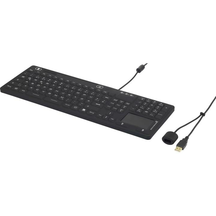 Renkforce Tastatur Spritzwassergeschützt Staubgeschützt Touch-Oberfläche Schwarz