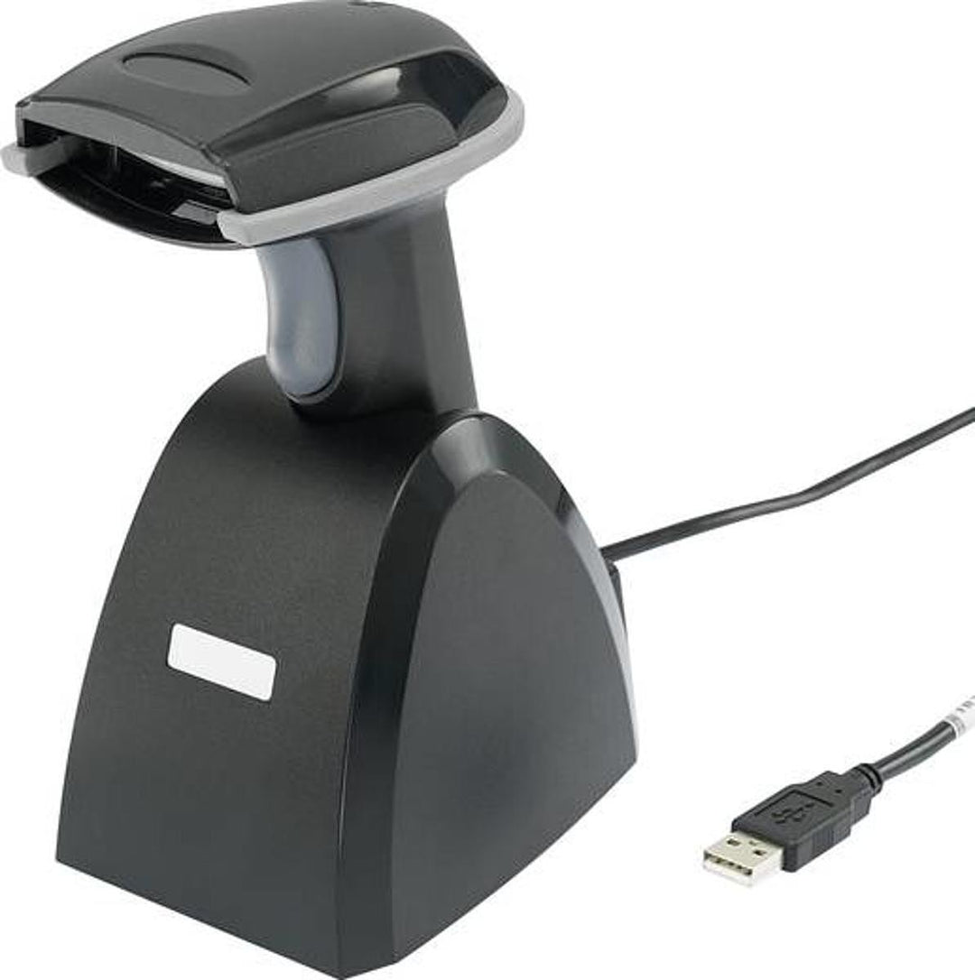 1D Wireless Barcode-Scanner Riotec LS6300BU USB-Kit Laser Schwarz Hand-Scanner