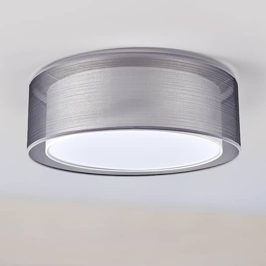 Lindby Deckenlampe Nica Lampe Leuchte Deckenleuchte 60W Wohnzimmer 53 cm grau
