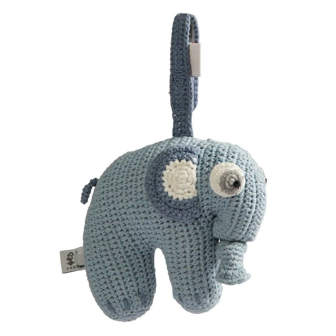 Sebra Fanto der Elefant Häkel-Spieluhr Spieluhr Baby-Spieluhr Musik Powder Blue