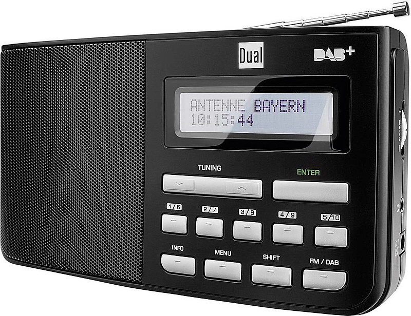Dual DAB5.2 Kofferradio Tragbar Mobil DAB+ UKW Schwarz Radio für unterwegs Musik