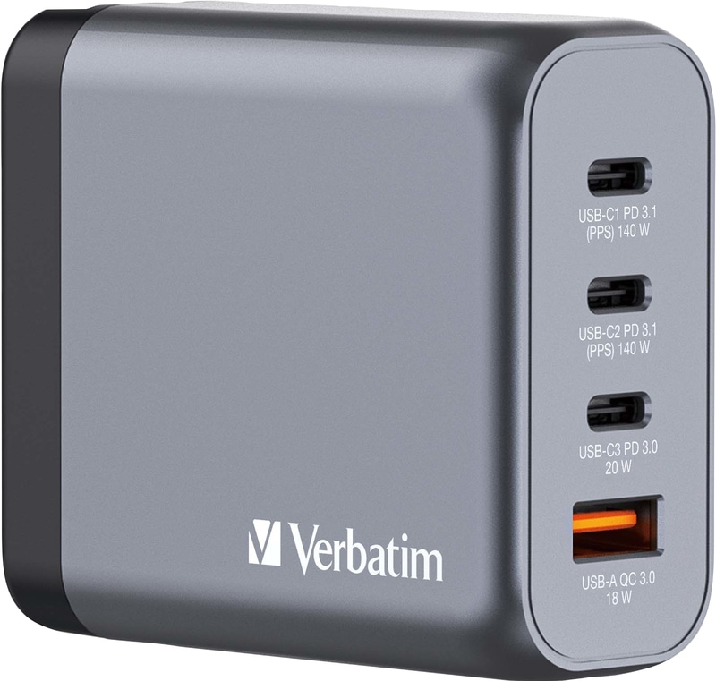 Verbatim Usb Ladegerät 32203 Netzteil Ladegerät 140 W 4 Port Usb C Usb A Grau B-Ware - 23942322030