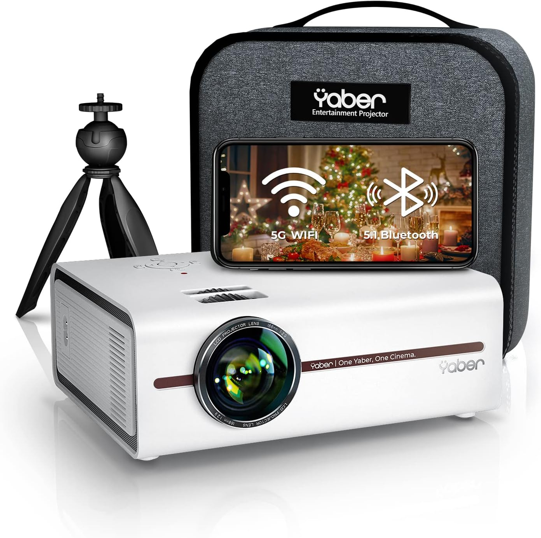 Yaber V5 Mini Beamer Projektor Full HD Heimkino 4K Video 9000 Lumen mit Stativ