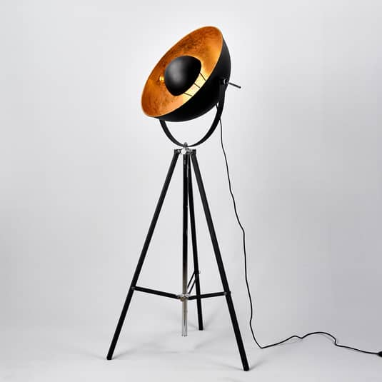 Lindby Stehlampe Mineva in Schwarz und Gold Stehleuchte Lampe Leuchte E27 60W114