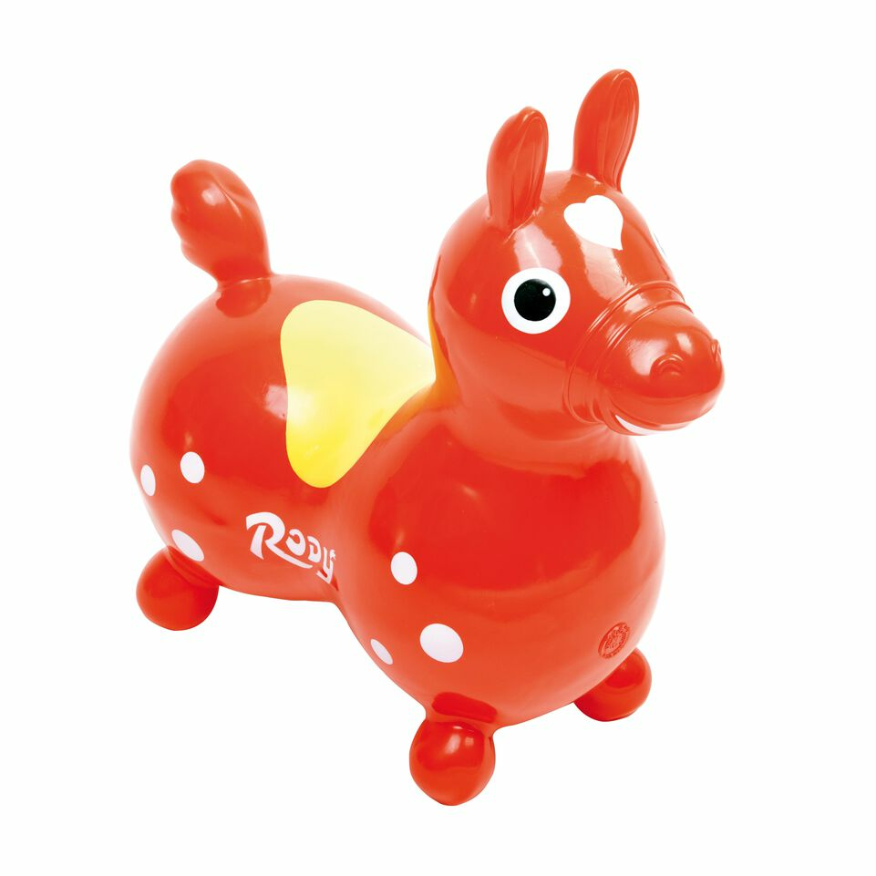 1x Rody Hüpfpferd rot Sprungpferd Hüpftier Kinder Spielzeug Pferd Hopser Gummi