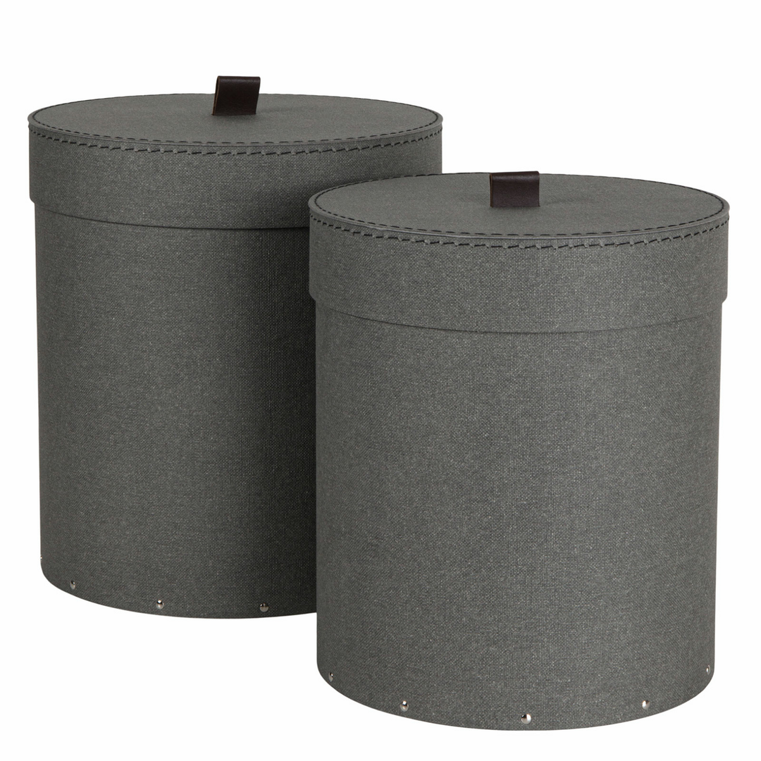 Bigso Box Of Sweden Anton 2er Set Aufbewahrungsbox Rund Grau Canvas B-Ware