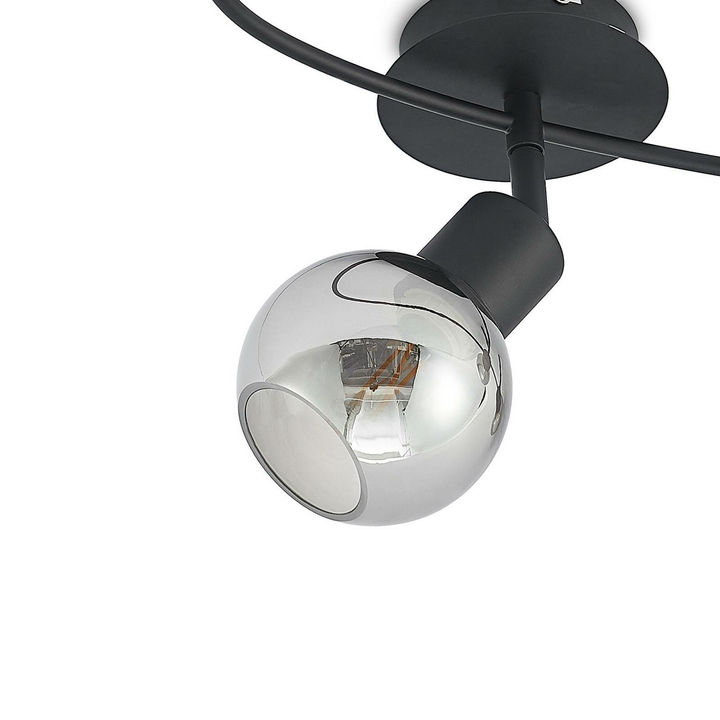 Lindby LED-Deckenlampe Elaina Deckenlampe Deckenlicht 3fl. lang schwarz smoke
