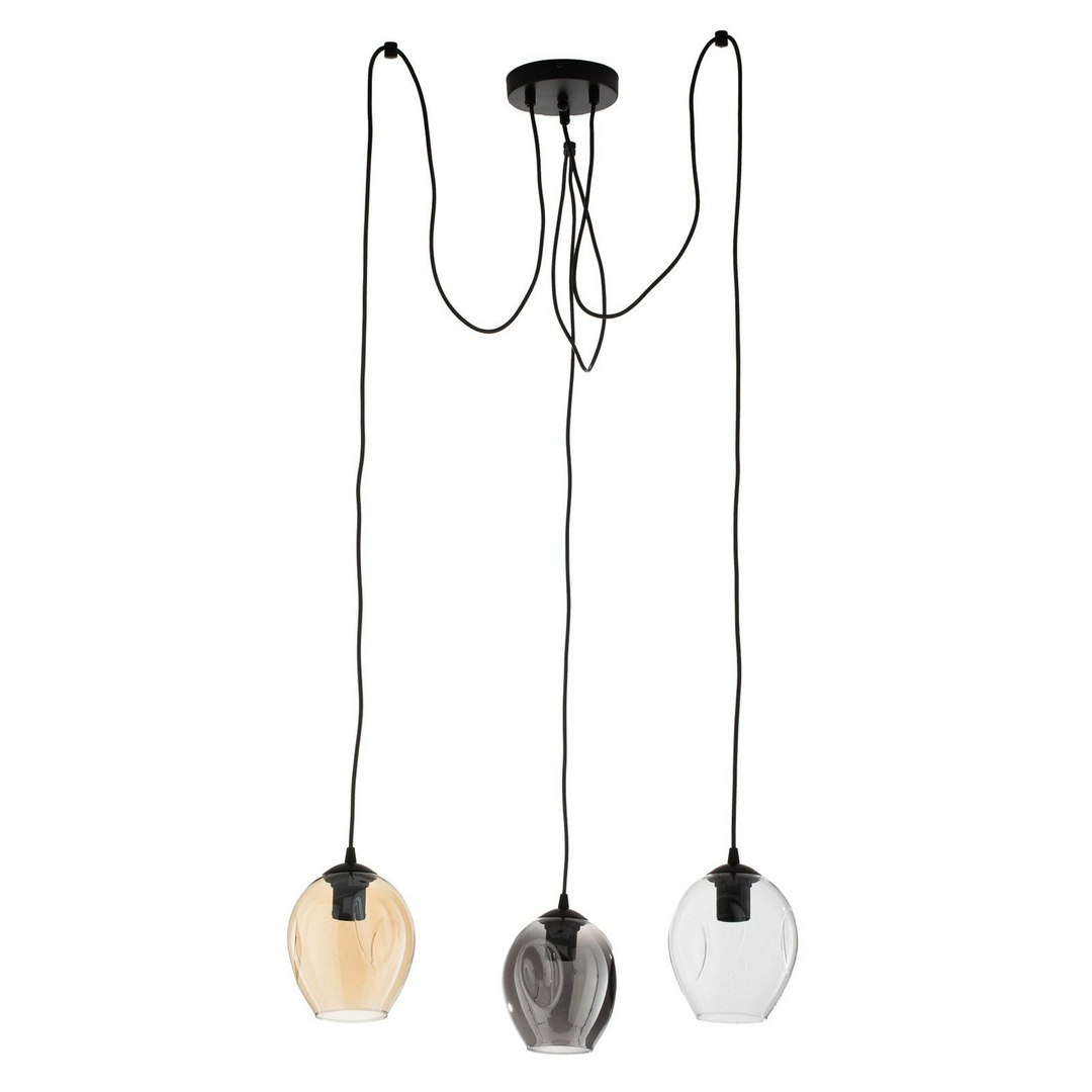 Euluna Pendelleuchte Starla Pendellampe Leuchte Dezentral 3fl Grafit/Amber/Klar B-Ware - 5901738919273