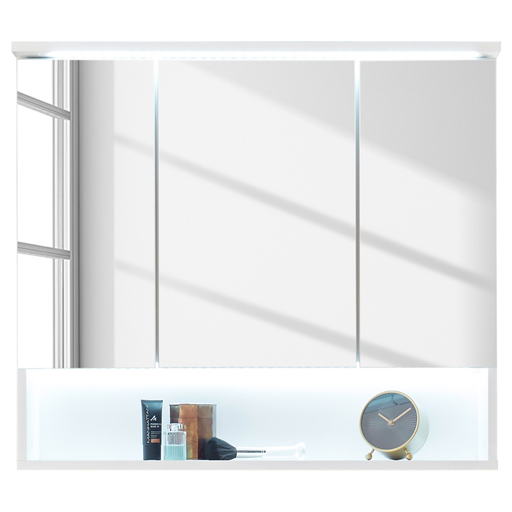loftscape Spiegelschrank Lombos II Badezimmerschrank Inklusive Beleuchtung Weiß