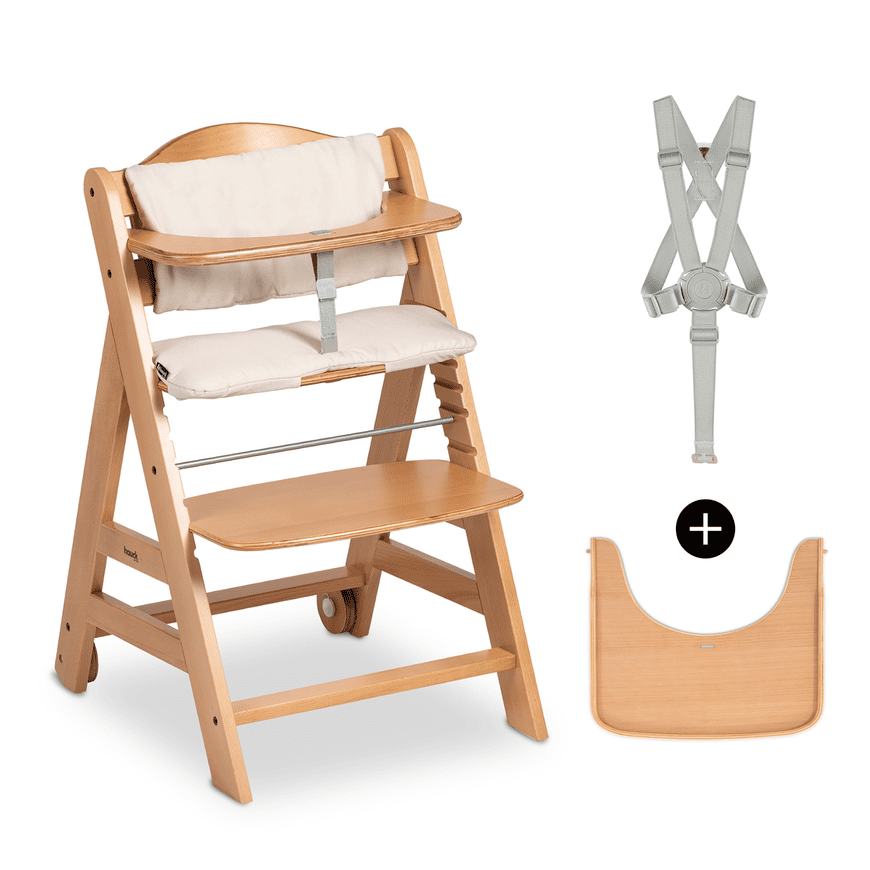 Hauck Beta+ Natur Treppenhochstuhl Mit Sitzauflage Hochstuhl Babystuhl Uni Beige B-Ware