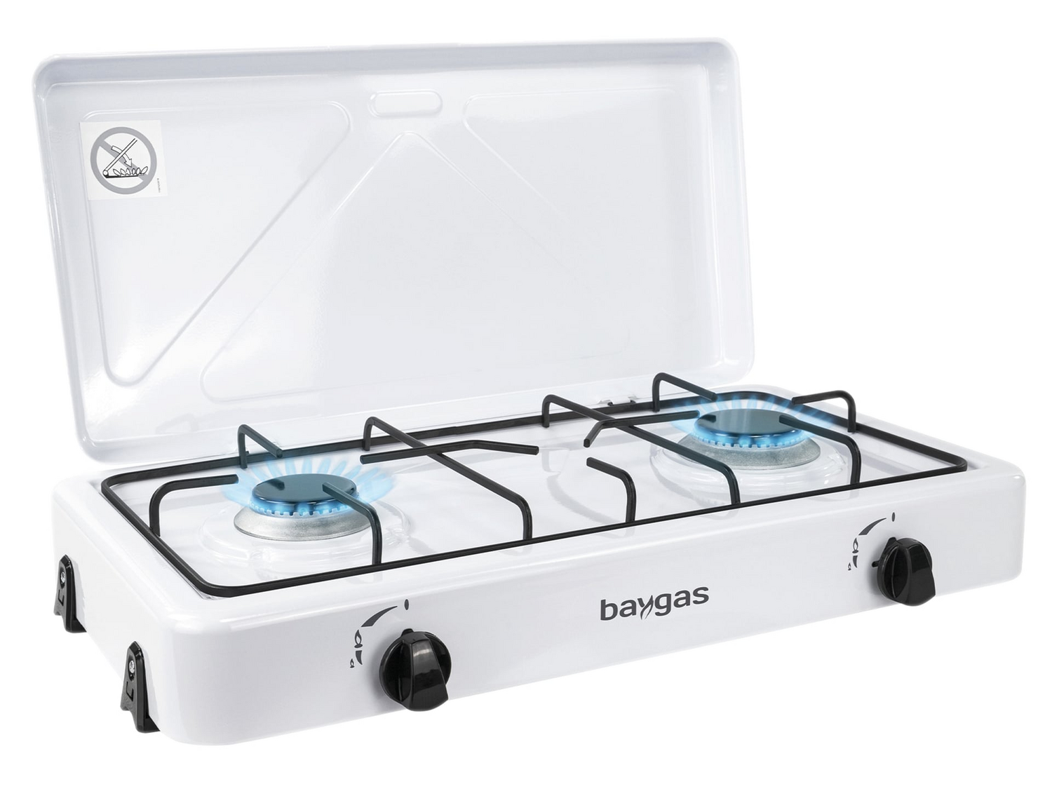 Baygas Mobiler Gaskocher Campingkocher Gaskocher 2 Flammig Weiß Outdoorgerät B-Ware - 4260657786634