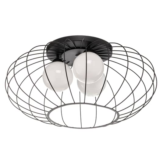 Euluna Deckenlampe Kronos Käfig Schwarz Drei Opalkugeln Deko Deckenlampe E14 B-Ware - 5902693744269