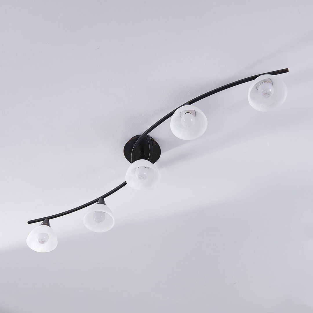 Lindby LED-Deckenlampe Della Deckenlampe Lampe 5-flammig E14 weiß schwarz gold