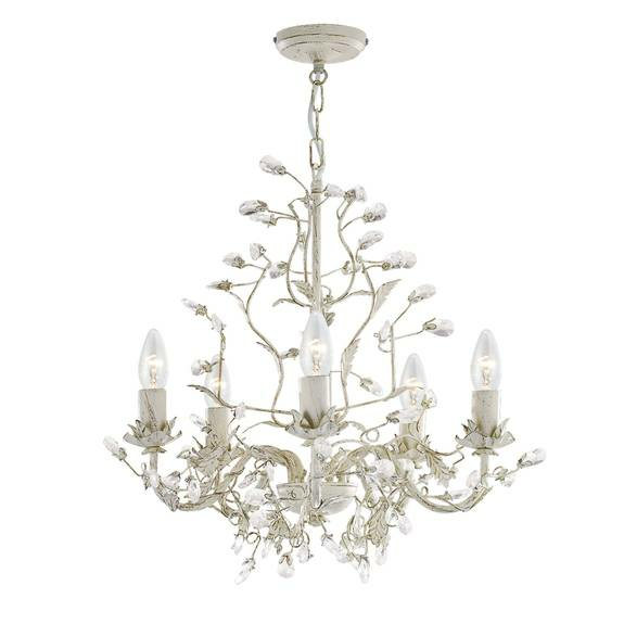 Searchlight Kronleuchter Almandite Deckenlampe Deckenleuchte E14 5fl. Creme Gold B-Ware