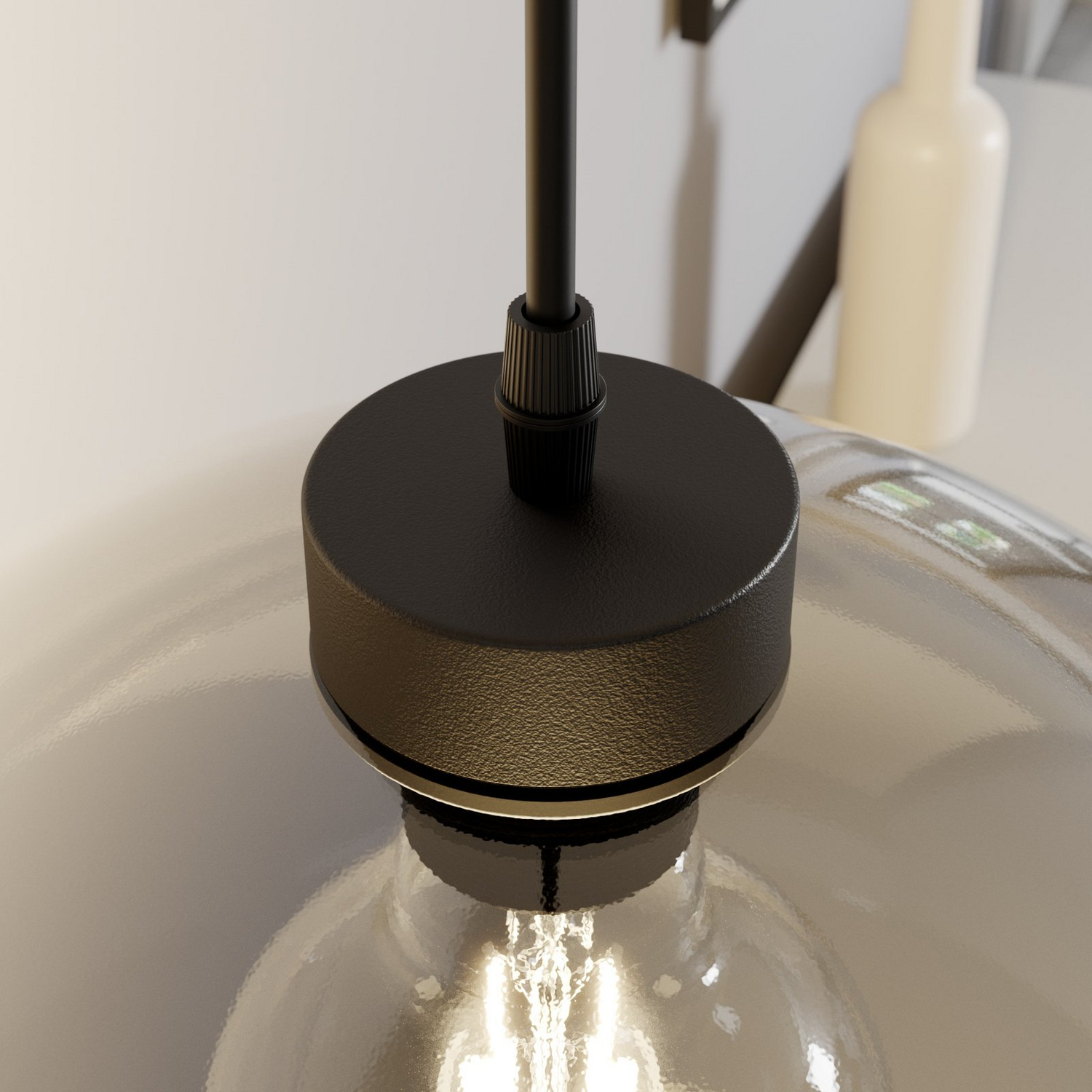 B-Ware Euluna Hängeleuchte Cubus Pendelleuchte Lampe Einflammig E27 Glas Graphitgrau