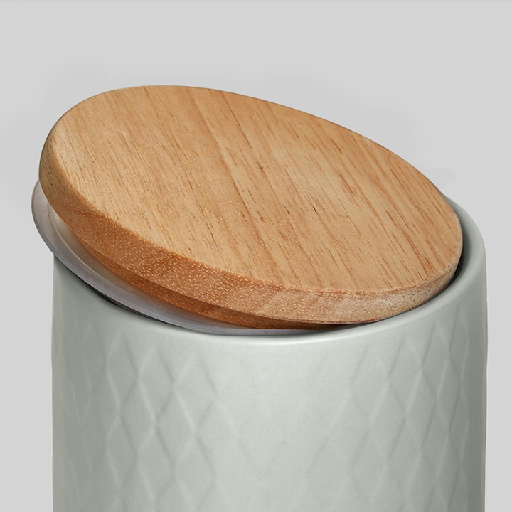 Springlane Keramik Vorratsdosen mit Holzdeckel Aufbewahrungsdosen 2-tlg. Set