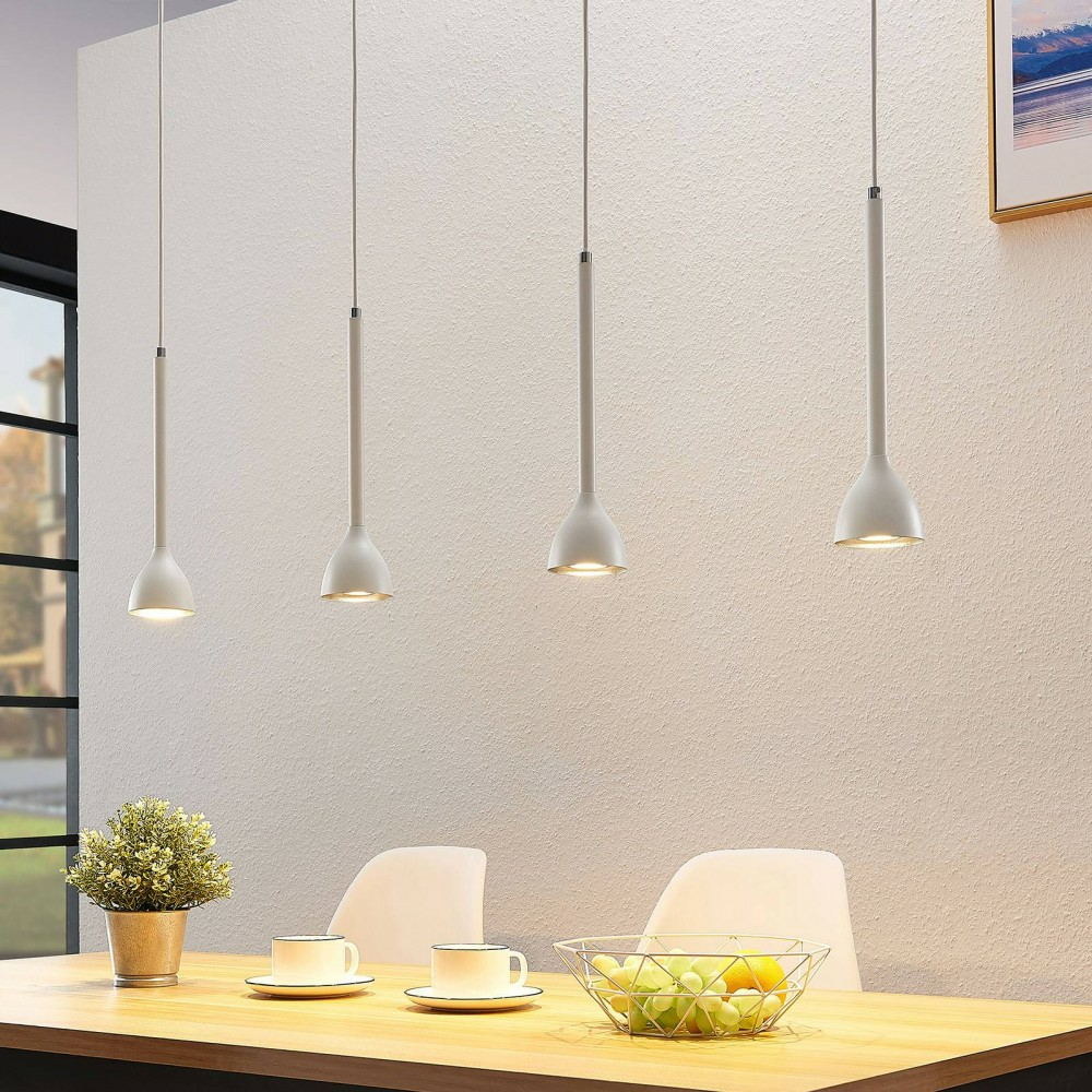 Lampa Hängeleuchte Hängeleuchte Lampe Leuchte Decke Nordwin 4-flg weiß-silber