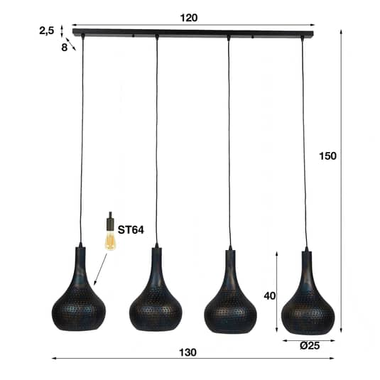 B-Ware Emob Hängeleuchte Bombur Hängelampe Pendelleuchte Pendellampe Lampe Vierflammig