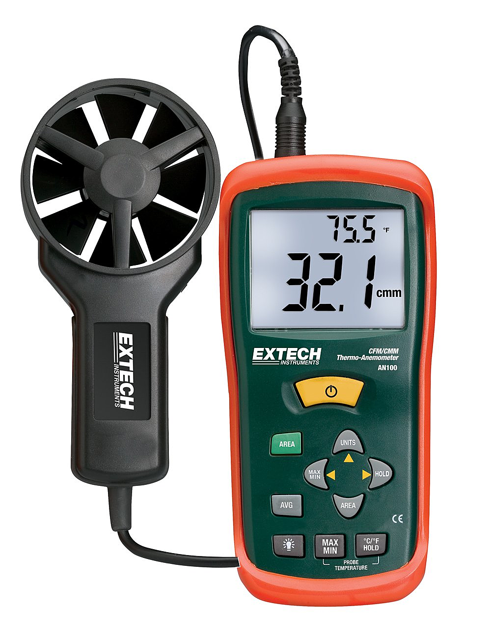 Extech CFM/CMM Mini-Thermo-Anemometer AN100 Anemometer Thermometer Thermo Mini
