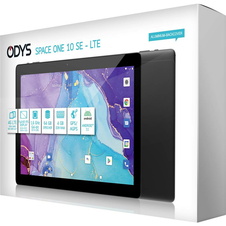 Odys Space One 10 WiFi 64GB Schwarz Android-Tablet Touch Display Full HD+ 16550