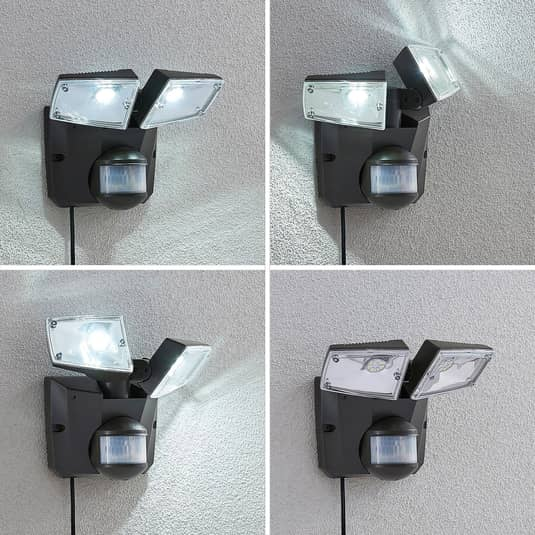 B-Ware Lindby LED-Solarstrahler Solarlampe Solarleuchte Flutlicht 2-flammig dunkelgrau