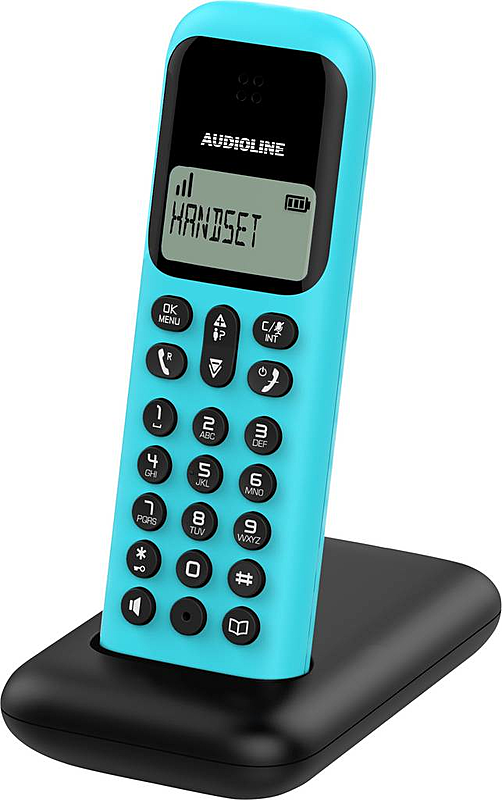 Audioline D285 DECT Schnurloses Telefon blau Ladeschale LED Display Mobilteil