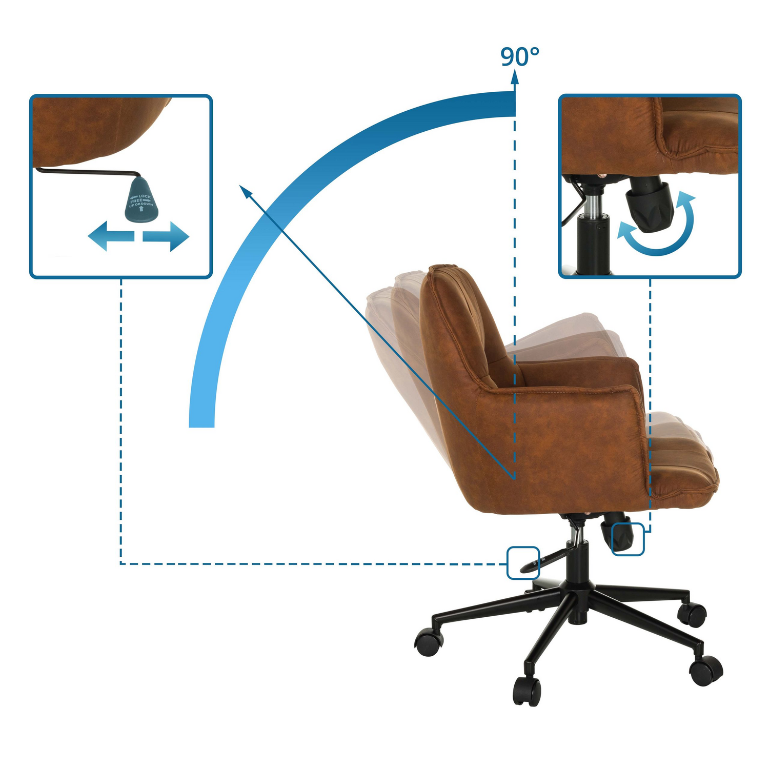 Hjh Living Solao Life Home Office Bürostuhl Drehstuhl Schreibtischstuhl Braun B-Ware - 661017