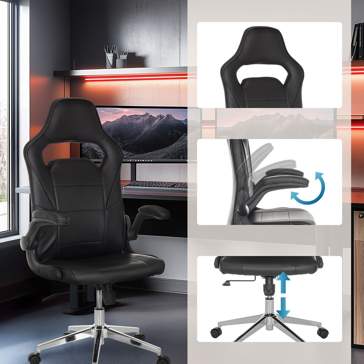 My Buero Gamingstuhl Bürostuhl Spielstuhl Gamingstuhl Schwarz Höhenverstellbar B-Ware - 670674