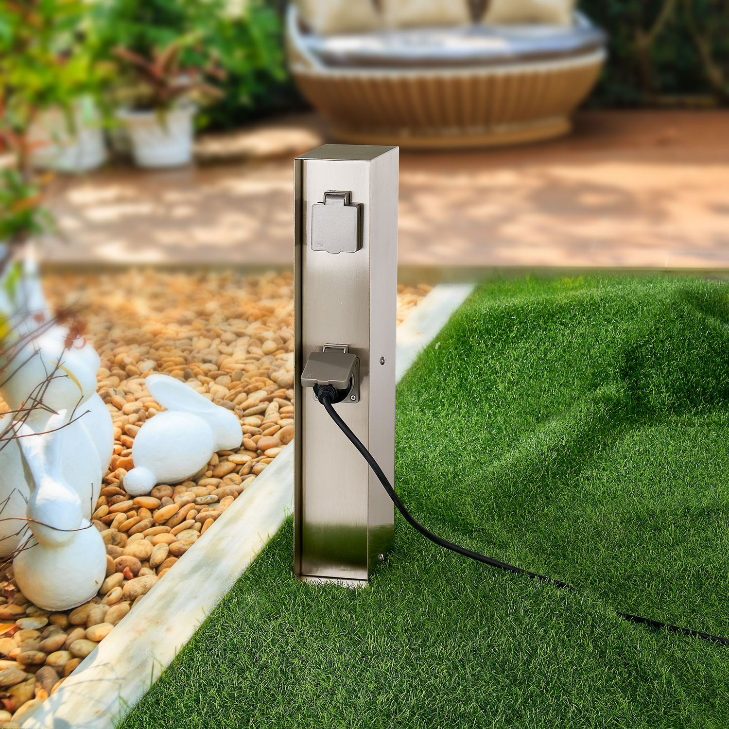 B-Ware Arcchio Steckdosensäule Ledrian 46,3cm Gartensteckdose Steckdosenverteiler