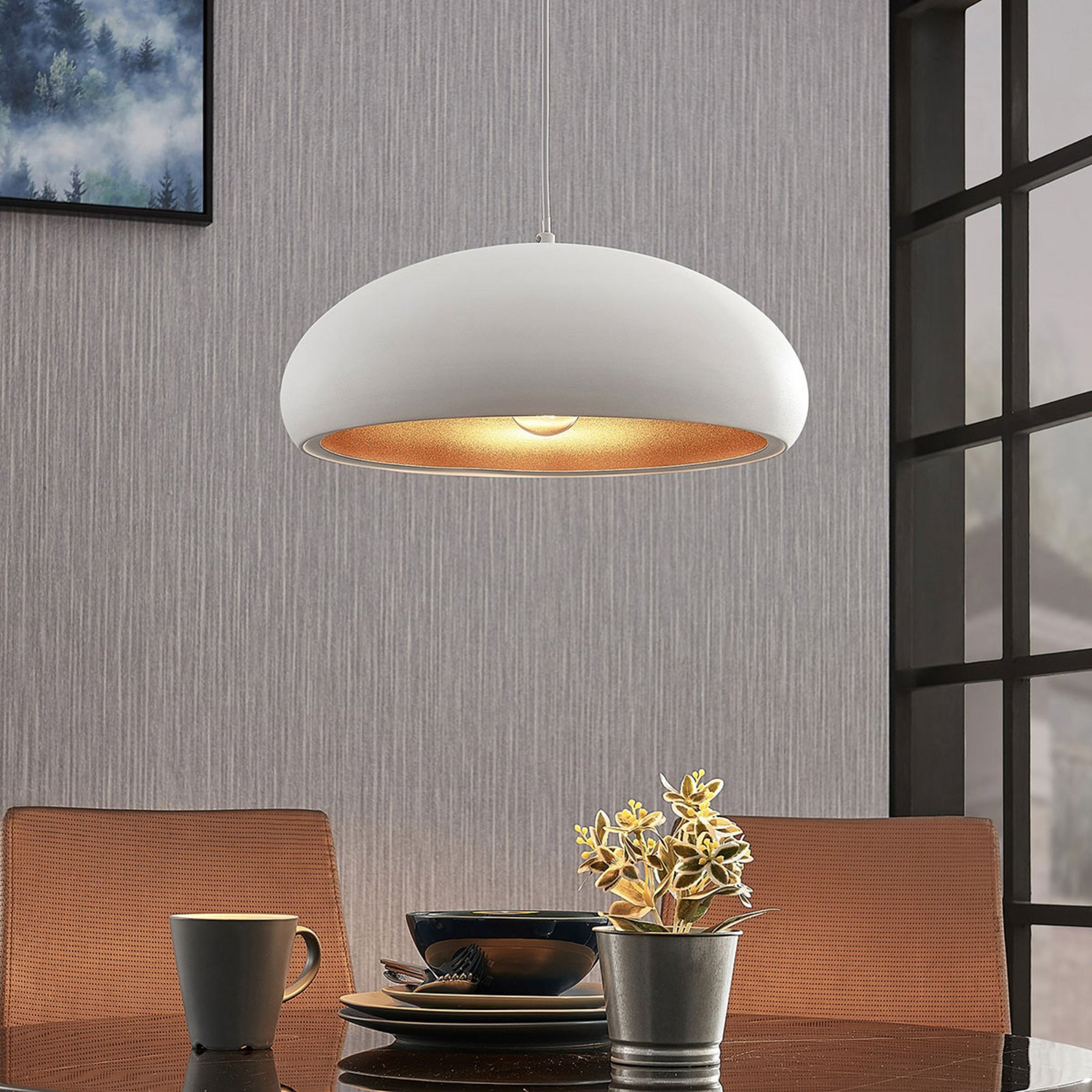 B-Ware Lindby Metall Pendelleuchte Gerwina Hängeleuchte Deckenlampe Lampe Weiß Gold622