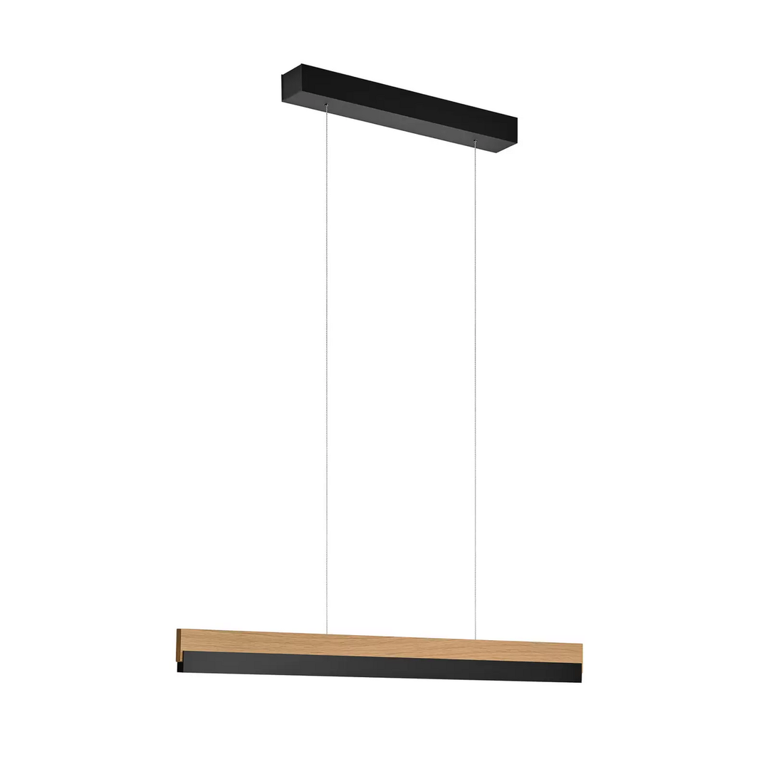 Quitani LED-Hängeleuchte Pendelleuchte Leuchte Lampe Keijo Schwarz Eiche 80cm