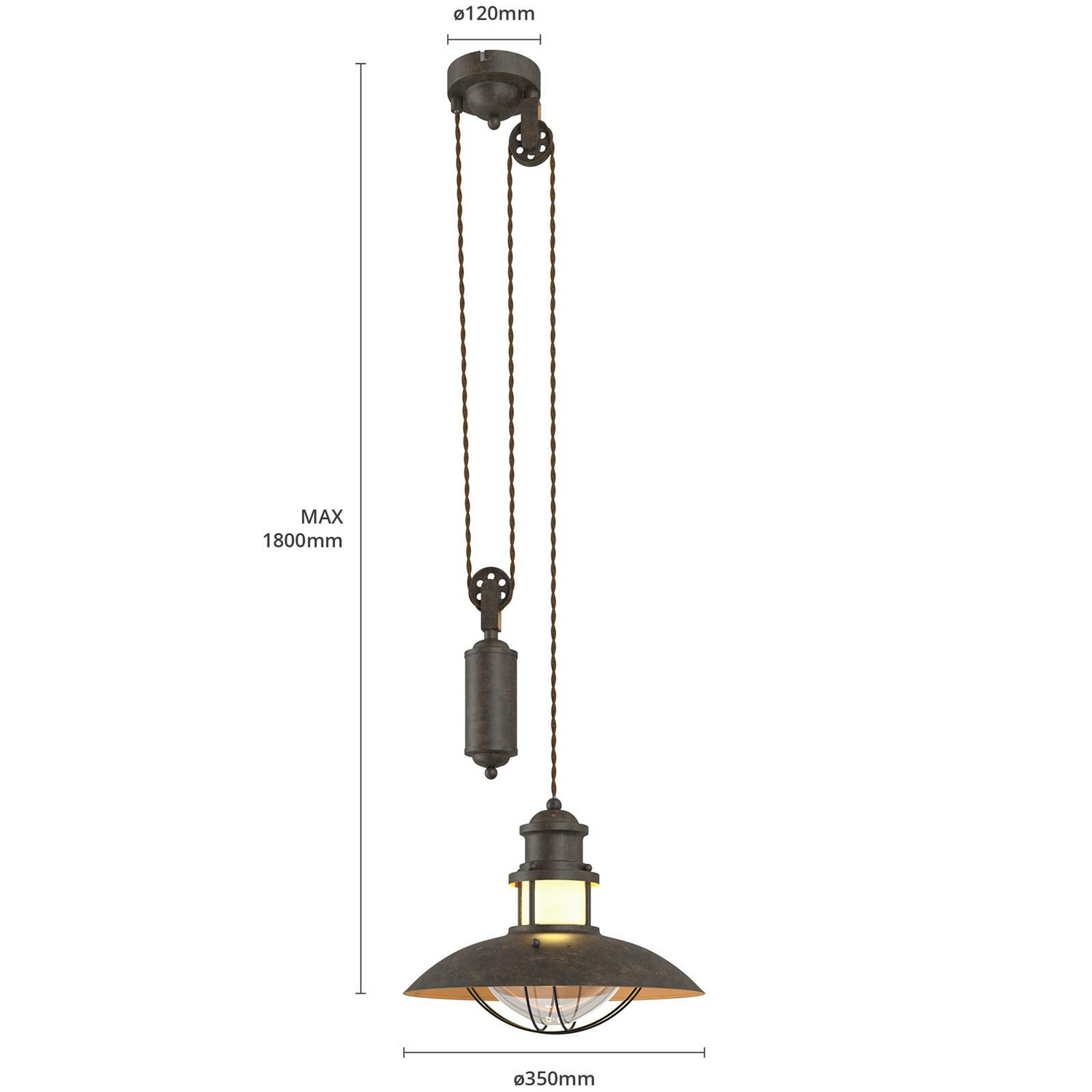 B-Ware Lindby Seilzug Pendelleuchte Louisanne Pendelleuchte Lampe Küchenlampe E27 Braun