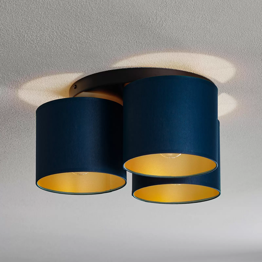 Deckenleuchte Soho zylindrisch 3fl blau/gold Deckenlampe Leuchte Lampe Spot E27