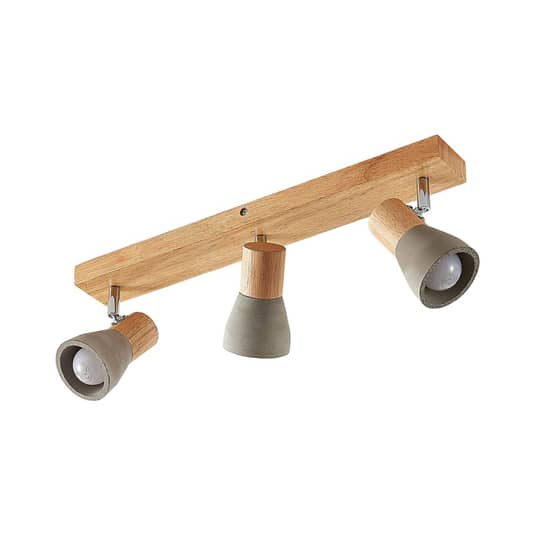 Lindby Strahler Filiz Aus Holz Und Beton 3 Fl. Lang Deckenstrahler Deckenla584 B-Ware