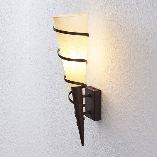 Lindby Anouk Wandfackel Glasschirm Rostoptik Wandleuchte Dekolicht Wandlampe B-Ware