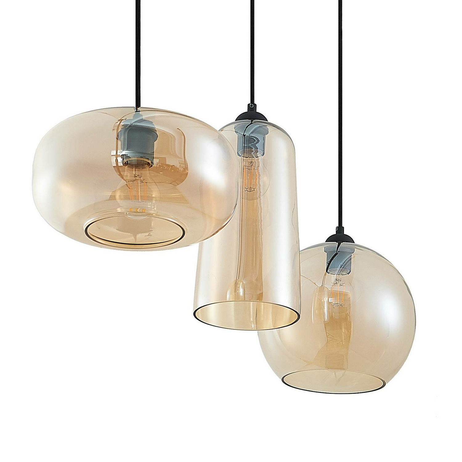 Lucande Wilja Hängeleuchte Hängeleuchte Lampe Leuchte E27 Dreiflammig Amber B-Ware - 4251911701753