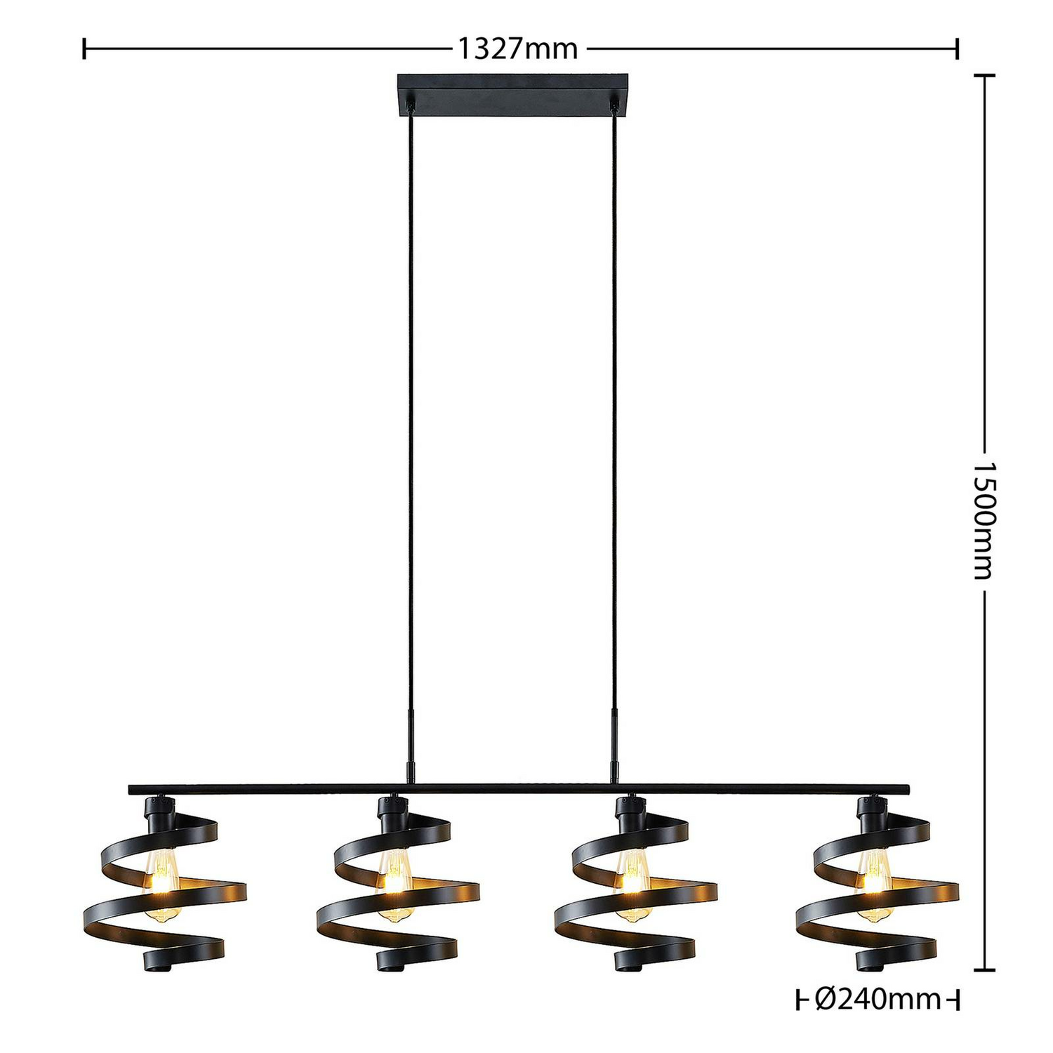 Lindby Colten Hängeleuchte Pendelleuchte Deckenlampe Lampe 4 Flammig Schwarz B-Ware - 4251911730951