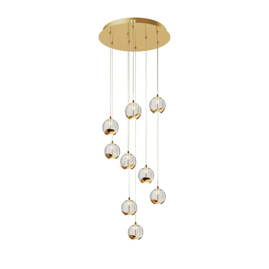 Lucande Hayley LED Hangeleuchte Hangeleuchte Lampe Pendelleuchte 9 Flammig Gold 6