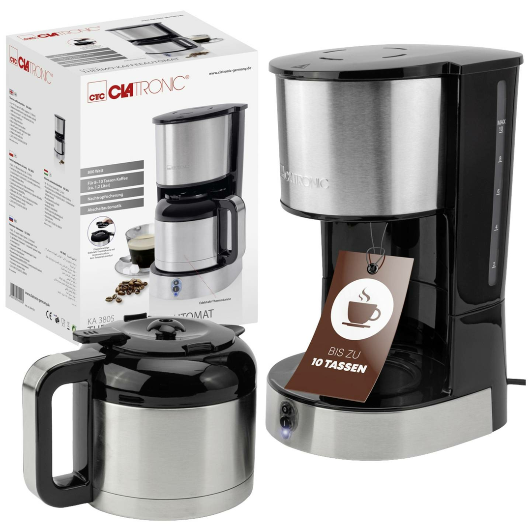 Clatronic KA 3805 Kaffeemaschine Filterkaffeemaschine Kaffee-Maschine Edelstahl