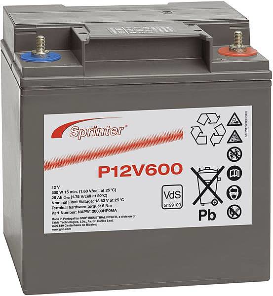 Gnb Sprinter P12 V600 Napw120600 Hp0 Ma Batterie Vrla 12 V 24 Ah Agm Akku Batterie B-Ware