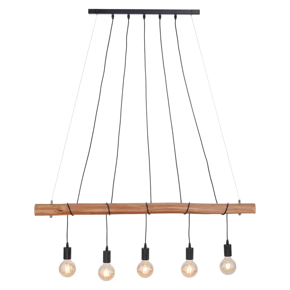 Leuchten Direkt Damian Hängeleuchte Pendelleuchte 5 Flg E27 Holz Eukalyptus B-Ware - 995680