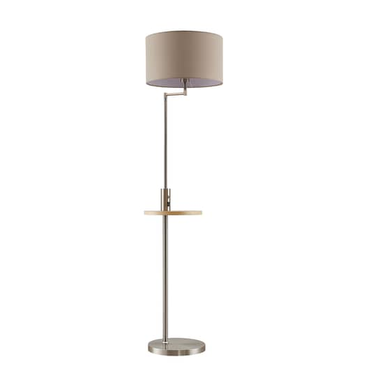 Lindby Zinia Stehlampe mit Ablage und USB nickel Standleuchte Stehleuchte E27819