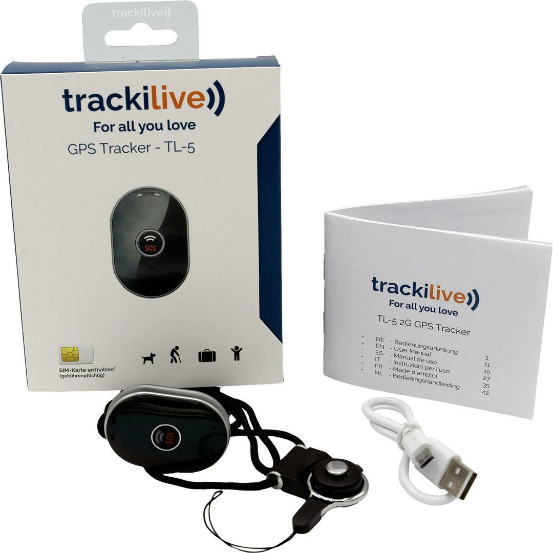 Trackilive GPS-Tracker Haustiertracker Personentracker Fahrzeugtracker schwarz