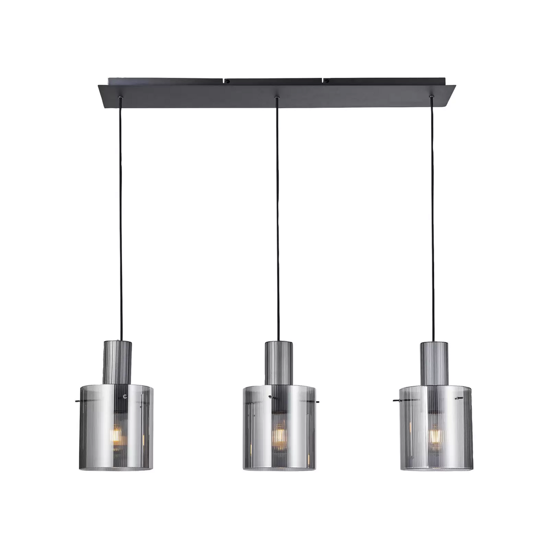 Brilliant Hängelampe Riffelini Länge 98 Cm Rauchgrau Schwarz Hängeleuchte Lampe B-Ware - 4004353447068