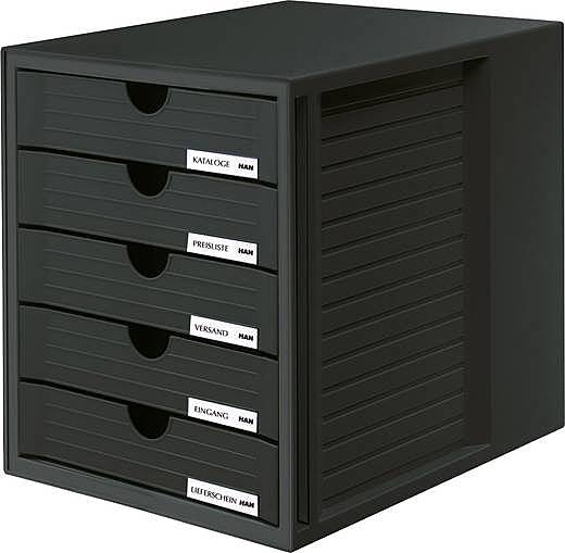 Han Schubladenbox Systembox 1450 13 Schwarz Din A4 5 Schubfächer B-Ware