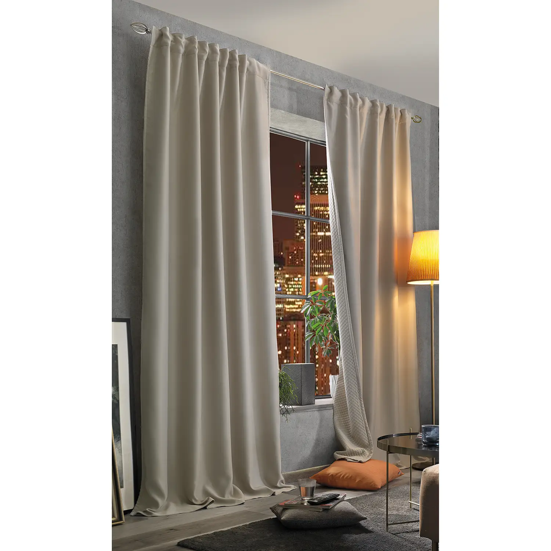 Home Basics Vorhang Gardine mit Kräuselband Acustico Beige 135 x 245 cm