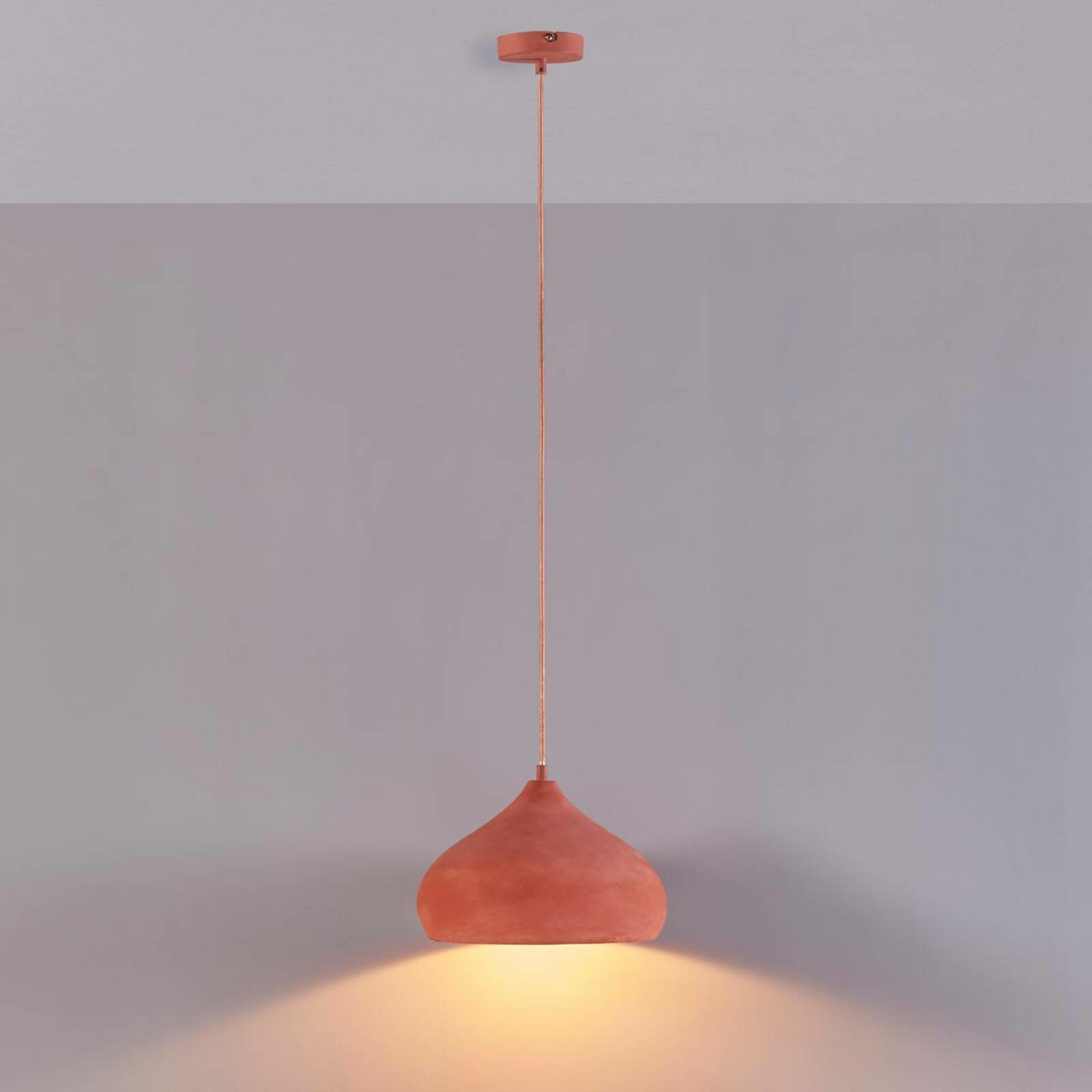 B-Ware Lindby Terracotta Pendelleuchte Fiona Hängeleuchte Deckenlampe Lampe E27 Orange